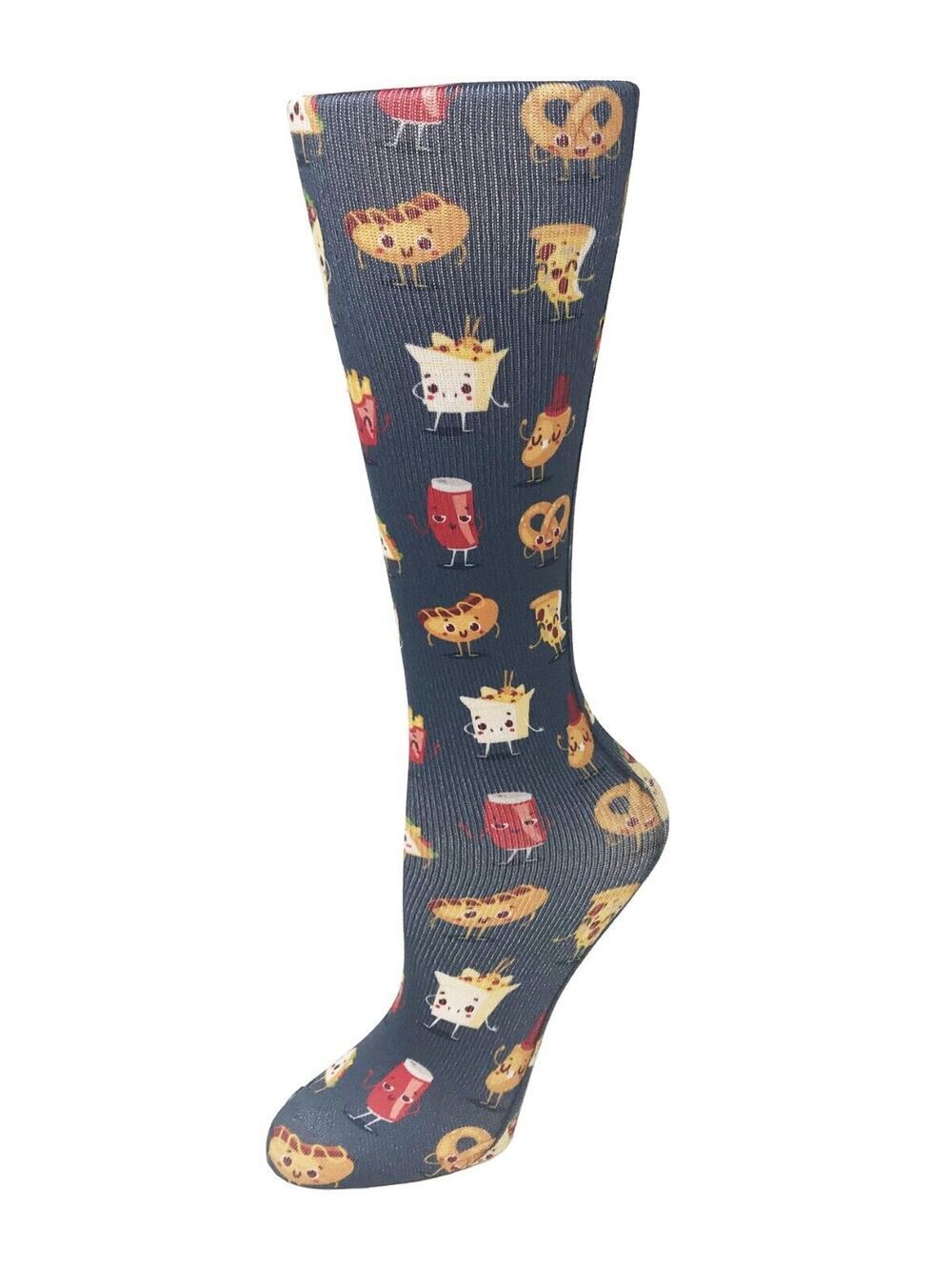 NEW Cutieful Therapeutic Compression Socks Fits Size 5-11 Snacktime Tacos Fries